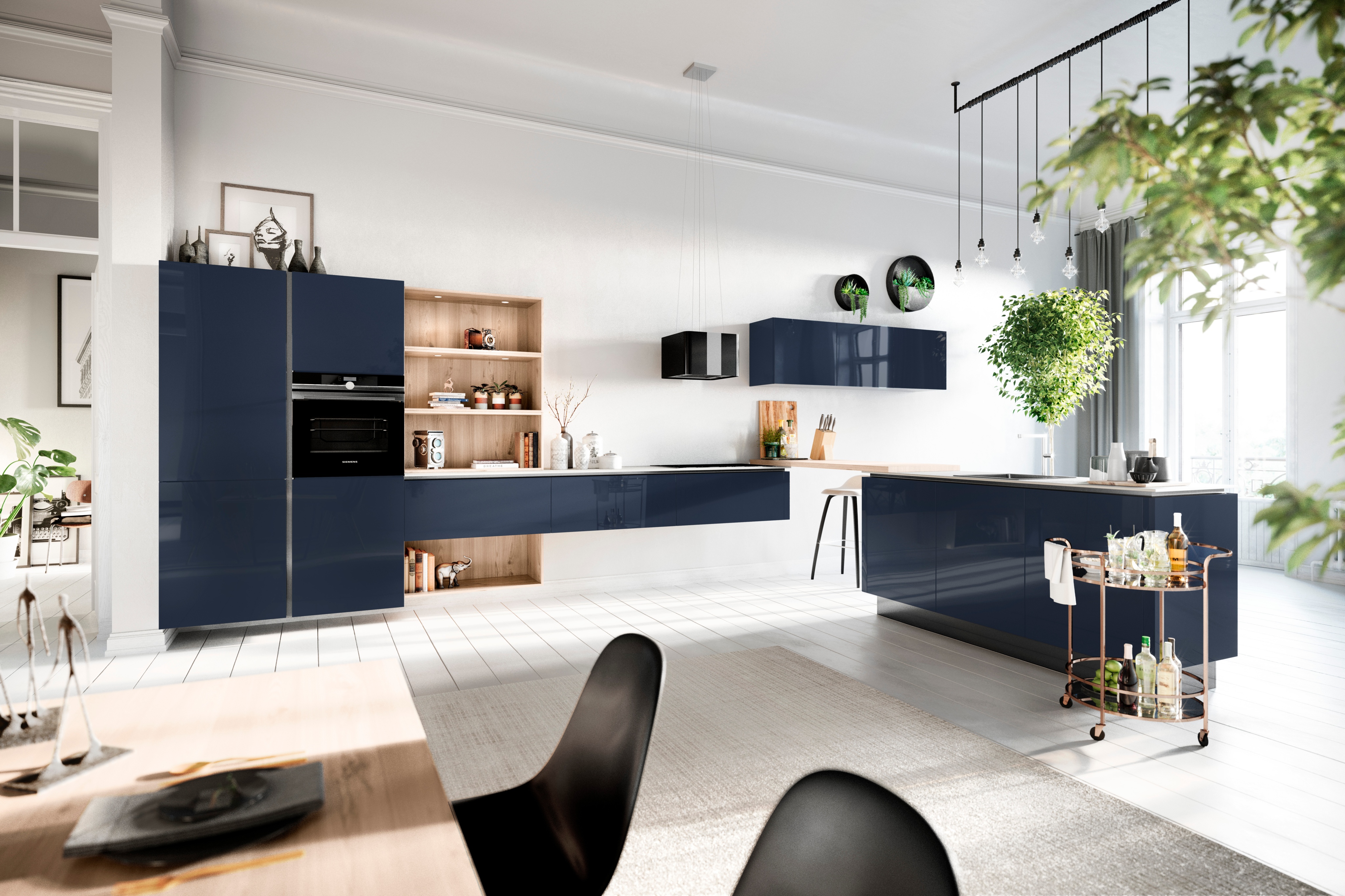 Küche samtblau hochglanz